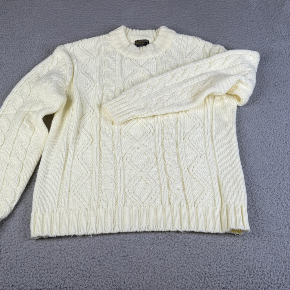 Montgomery Ward Sweater Mens Large Ivory Acrylic Cable Knit Fisherman  Pullover